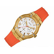  Shop Authentic Guess Jet Setter Golden Dial Orange Rubber Watch For Women - W0564L2 - Luxxuri