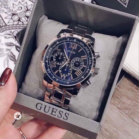  Shop Authentic Guess Horizon Chronograph Quartz Blue Dial Silver Steel Strap Watch for Men - W0379G3 - Luxxuri