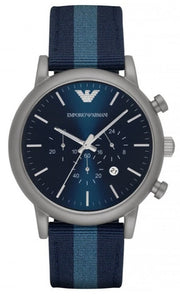  Shop Authentic Emporio Armani Luigi Chronograph Quartz Blue Dial Blue Nylon Strap Watch For Men - AR1949 - Luxxuri