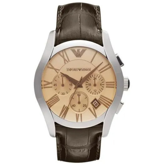  Shop Authentic Emporio Armani Valente Chronograph Amber Dial Brown Leather Strap Watch For Men - AR1634 - Luxxuri