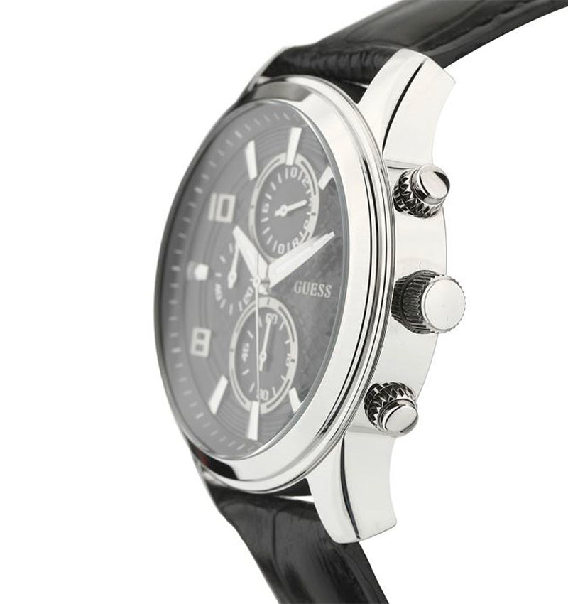  Shop Authentic Guess Exec Chronograph Quartz Black Dial Black Leather Strap Watch for Men - W0076G1 - Luxxuri