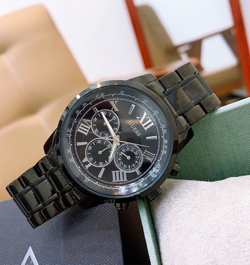  Shop Authentic Guess Horizon Chronograph Black Dial Black Steel Strap Watch For Men - W0379G2 - Luxxuri