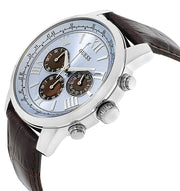  Shop Authentic Guess Horizon Chronograph Analog Blue Dial Brown Leather Strap Watch For Men - W0380G6 - Luxxuri