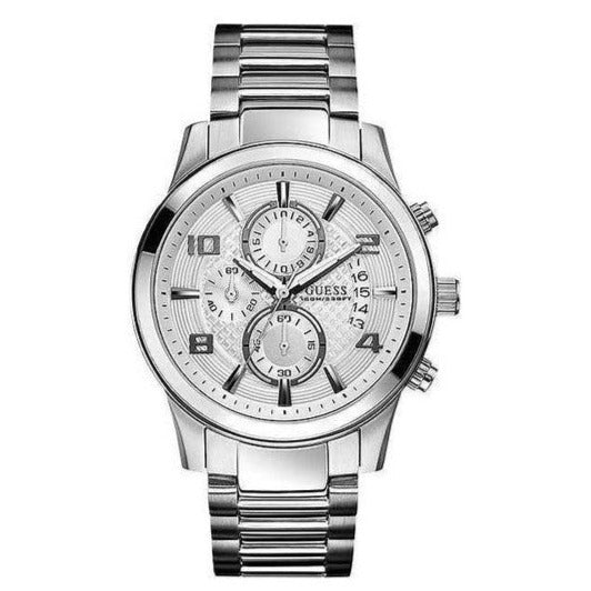  Shop Authentic Guess Exec Quartz Silver Dial Silver Steel Strap Watch for Men - W0075G3 - Luxxuri