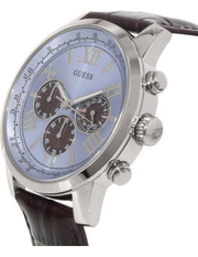  Shop Authentic Guess Horizon Chronograph Analog Blue Dial Brown Leather Strap Watch For Men - W0380G6 - Luxxuri