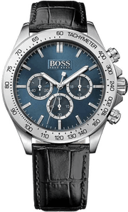  Shop Authentic Hugo Boss Ikon Blue Dial Black Leather Strap Watch for Men - 1513176 - Luxxuri
