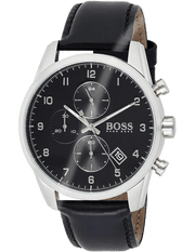  Shop Authentic Hugo Boss Skymaster Black Dial Black Leather Strap Watch for Men - 1513782 - Luxxuri