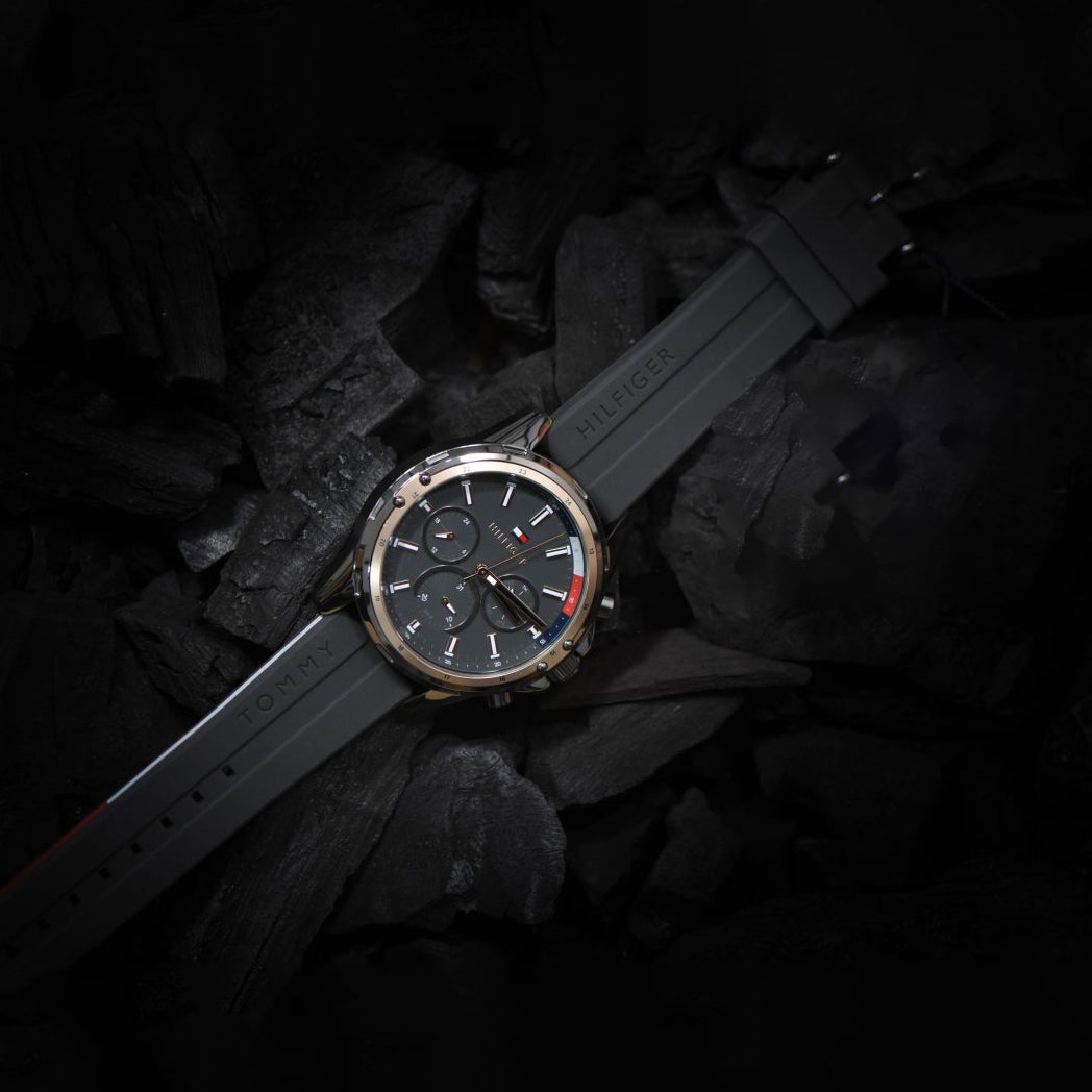  Shop Authentic Tommy Hilfiger Mason Black Dial Black Rubber Strap Watch for Men - 1791792 - Luxxuri