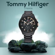  Shop Authentic Tommy Hilfiger Aiden Chronograph Black Dial Black Steel Strap Watch For Men - 1791858 - Luxxuri