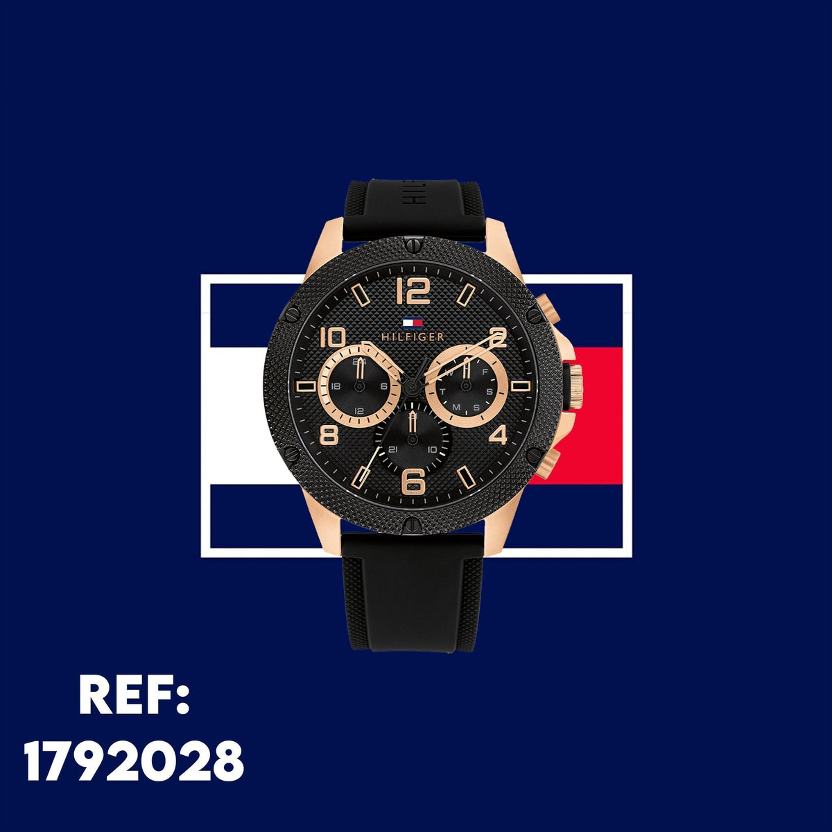  Shop Authentic Tommy Hilfiger Blaze Multifunction Black Dial Black Rubber Strap Watch For Men - 1792028 - Luxxuri
