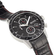  Shop Authentic Hugo Boss Rafale Chronograph Black Dial Black Leather Strap Watch For Men - 1513390 - Luxxuri