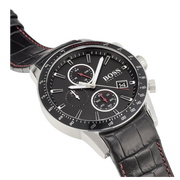  Shop Authentic Hugo Boss Rafale Chronograph Black Dial Black Leather Strap Watch For Men - 1513390 - Luxxuri
