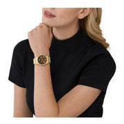  Shop Authentic Michael Kors Lexington Chronograph Brown Dial Gold Steel Strap Watch For Women - MK7276 - Luxxuri