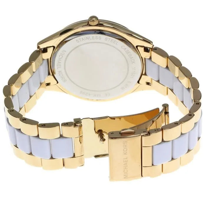  Shop Authentic Michael Kors Slim Runway Quartz White Dial Two Tone Steel Strap Watch For Women - MK4295 - Luxxuri