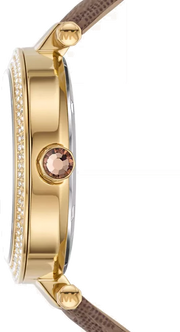  Shop Authentic Michael Kors Parker Three Hand Gold Dial Brown Leather Strap Watch For Women - MK2973 - Luxxuri