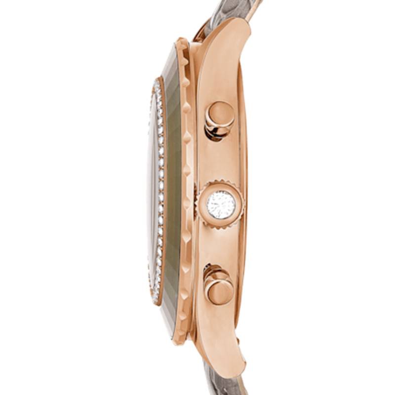  Shop Authentic Swarovski Octea Chrono Grey Dial Grey Leather Strap Watch for Women - 5671153 - Luxxuri