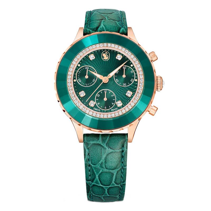  Shop Authentic Swarovski Octea Chrono Green Dial Green Leather Strap Watch for Women - 5672931 - Luxxuri