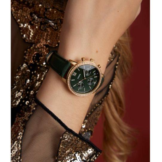  Shop Authentic Fossil Neutra Chronograph Green Dial Green Leather Strap Watch for Women - ES5239 - Luxxuri