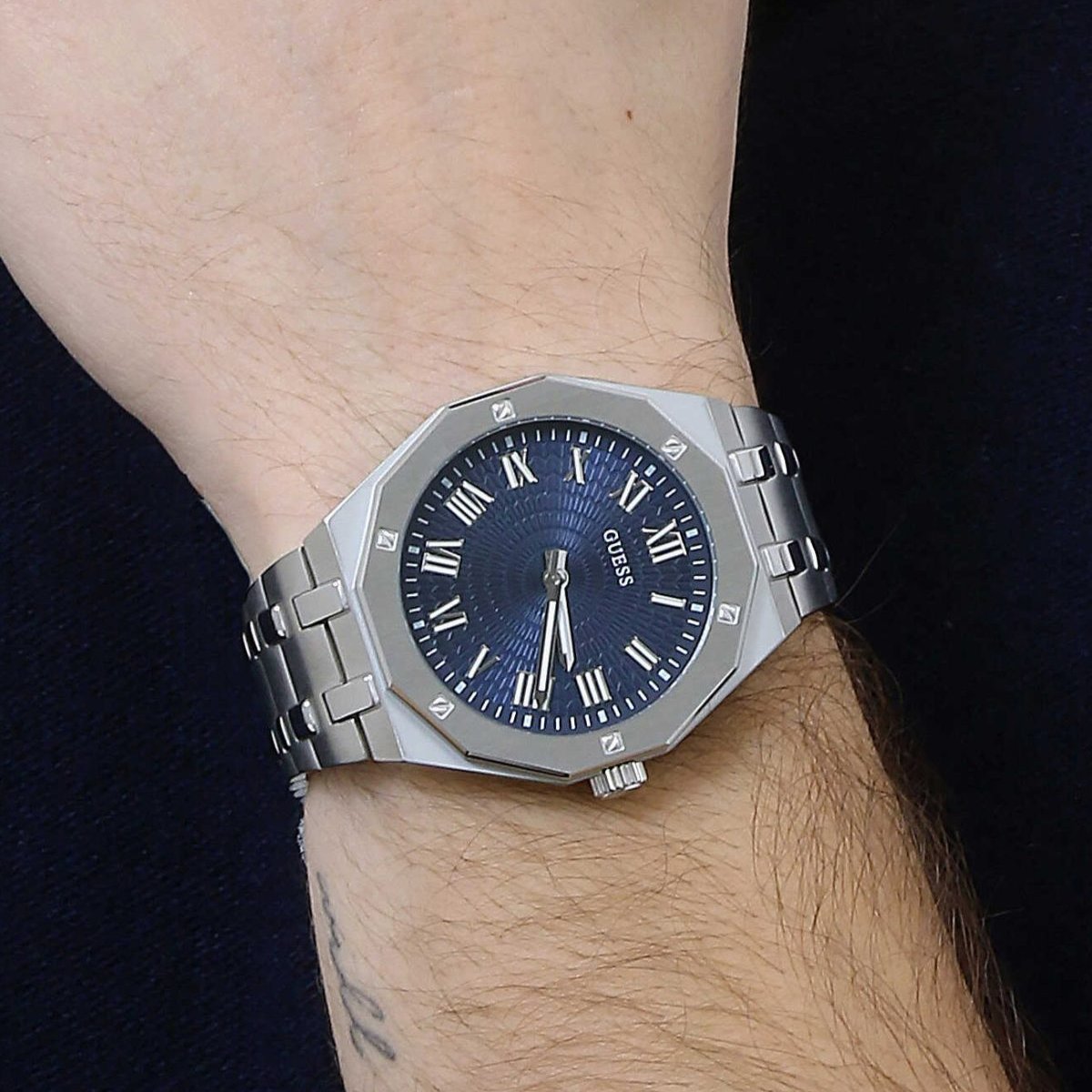  Shop Authentic Guess Asset Quartz Blue Dial Silver Steel Strap Watch For Men - GW0575G4 - Luxxuri