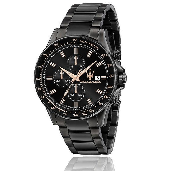  Shop Authentic Maserati SFIDA Chronograph Black Dial Black Steel Strap Watch For Men - R8873640011 - Luxxuri