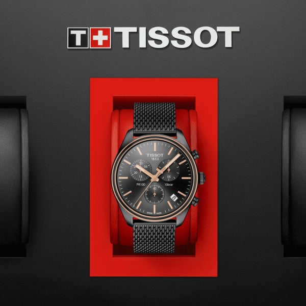  Shop Authentic Tissot T Classic PR 100 Chronograph Anthracite Black Dial Black Mesh Bracelet Watch For Men - T101.417.23.061.00 - Luxxuri