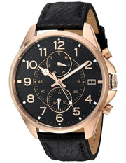  Shop Authentic Tommy Hilfiger Dean Chronograph Quartz Black Dial Black Leather Strap Watch for Men - 1791273 - Luxxuri