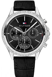  Shop Authentic Tommy Hilfiger Ari Diamonds Black Dial Black Leather Strap Watch for Women - 1781981 - Luxxuri
