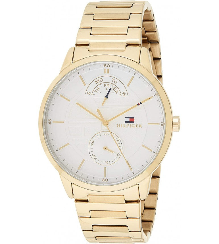  Shop Authentic Tommy Hilfiger Hunter White Dial Gold Steel Strap Watch for Men - 1791609 - Luxxuri