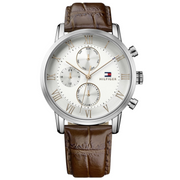  Shop Authentic Tommy Hilfiger Kane Chronograph White Dial Brown Leather Strap Watch for Men - 1791400 - Luxxuri