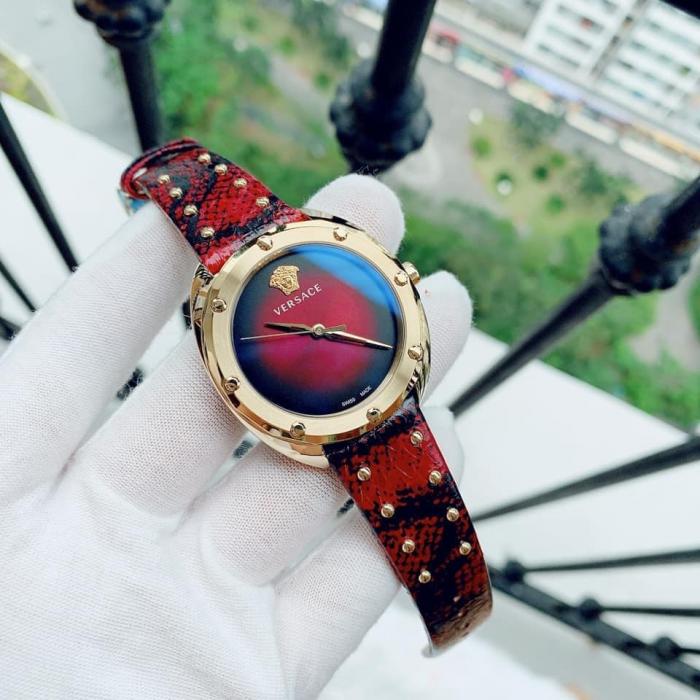  Shop Authentic Versace Shadov Quartz Red Dial Red Leather Strap Watch for Women - VEBM00918 - Luxxuri