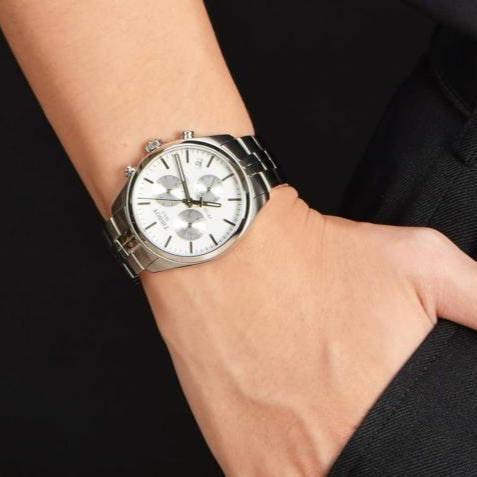  Shop Authentic Tissot T Classic PR 100 Chronograph Silver Dial Silver Steel Strap Watch For Men - T101.417.11.031.00 - Luxxuri