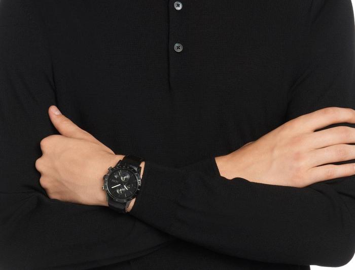  Shop Authentic Hugo Boss Rafale Chronograph Black Dial Black Leather Strap Watch For Men - 1513389 - Luxxuri
