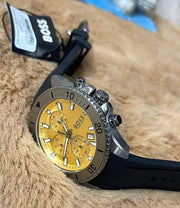  Shop Authentic Hugo Boss Admiral Yellow Dial Black Rubber Silicone Strap Watch for Men - 1513968 - Luxxuri