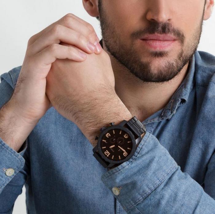  Shop Authentic Fossil Nate Chrongraph Ion Plated Black Dial Black Steel Strap Watch for Men - JR1356 - Luxxuri