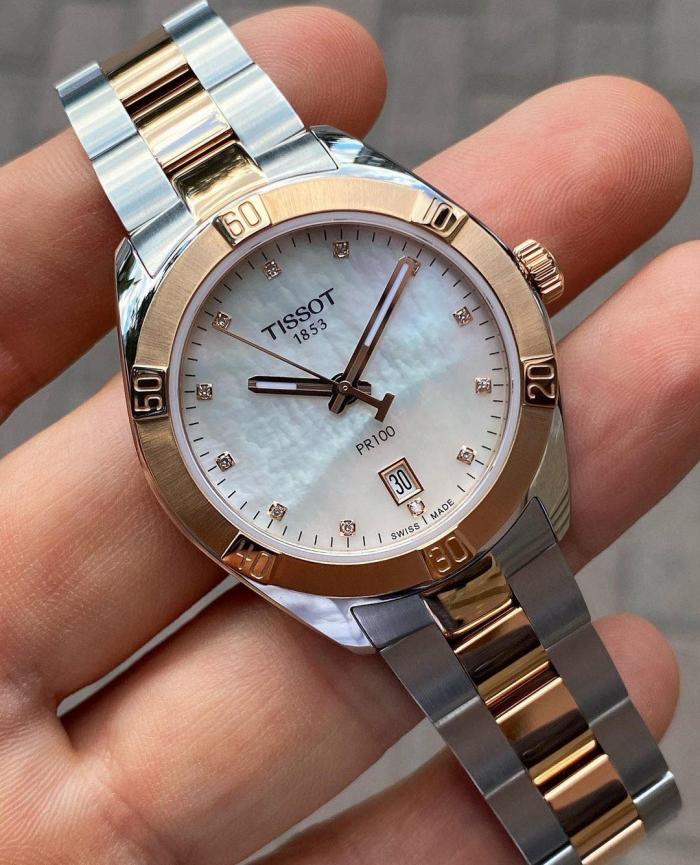  Shop Authentic Tissot PR 100 Sport Chic Diamonds Mother of Pearl Dial Two Tone Steel Strap Watch for Women - T101.910.22.116.00 - Luxxuri
