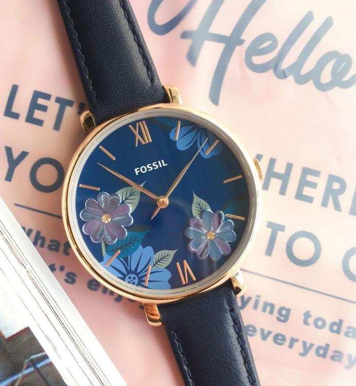  Shop Authentic Fossil Jacqueline Blue Dial Blue Leather Strap Watch for Women - ES4673 - Luxxuri