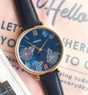  Shop Authentic Fossil Jacqueline Blue Dial Blue Leather Strap Watch for Women - ES4673 - Luxxuri