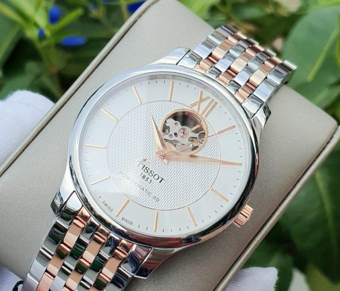  Shop Authentic Tissot Tradition Powermatic 80 Open Heart Silver Dial Two Tone Steel Strap Watch For Men - T063.907.22.038.01 - Luxxuri
