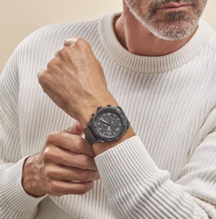  Shop Authentic Fossil Bronson Chronograph Grey Dial Brown Leather Strap Watch for Men - FS5855 - Luxxuri