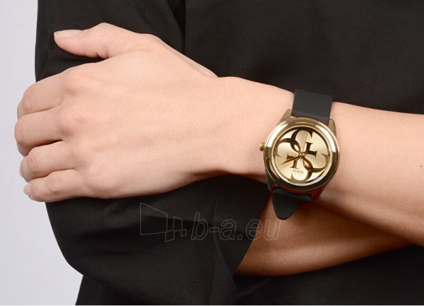  Shop Authentic Guess G Twist Gold Dial Black Leather Strap Watch for Women - W0911L3 - Luxxuri