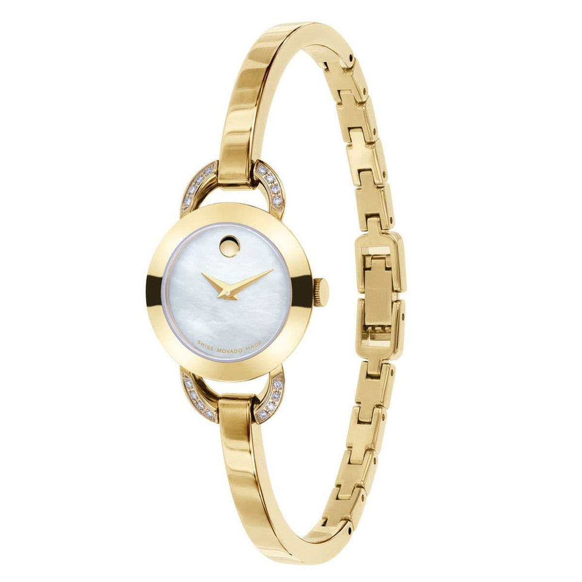  Shop Authentic Movado Rondiro Mother of Pearl Dial Gold Steel Strap Watch For Women - 0606889 - Luxxuri