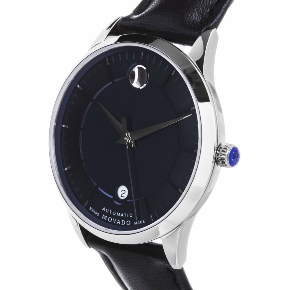  Shop Authentic Movado 1881 Automatic Blue Dial Black Leather Strap Watch For Men - 606874 - Luxxuri