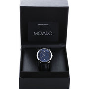  Shop Authentic Movado 1881 Automatic Blue Dial Black Leather Strap Watch For Men - 606874 - Luxxuri
