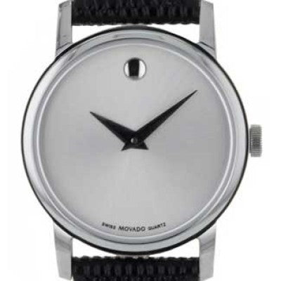  Shop Authentic Movado Museum Silver Dial Black Leather Strap Watch For Women - 2100003 - Luxxuri