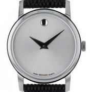  Shop Authentic Movado Museum Silver Dial Black Leather Strap Watch For Women - 2100003 - Luxxuri