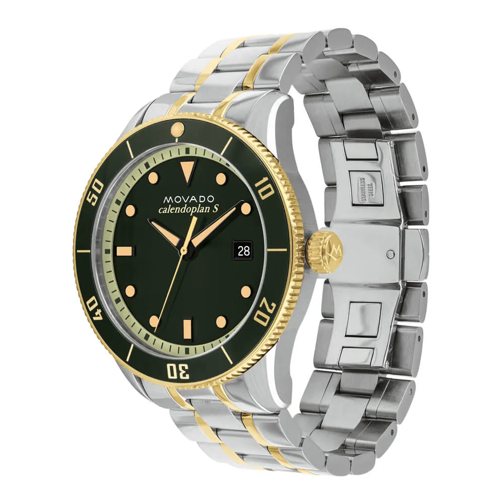  Shop Authentic Movado Heritage Calendoplan Black Dial Two Tone Steel Strap Watch For Men - 3650096 - Luxxuri