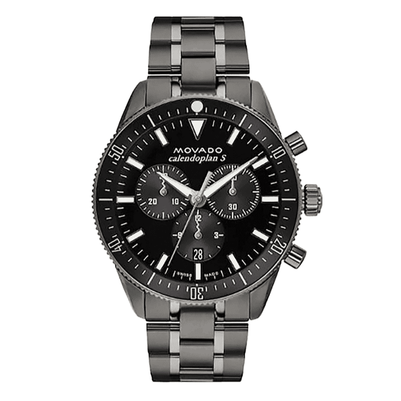  Shop Authentic Movado Heritage Calendoplan Chronograph Black Dial Black Steel Strap Watch For Men - 3650125 - Luxxuri