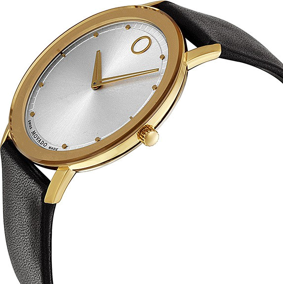  Shop Authentic Movado TC Silver Dial Black Leather Strap Watch For Men - 606695 - Luxxuri