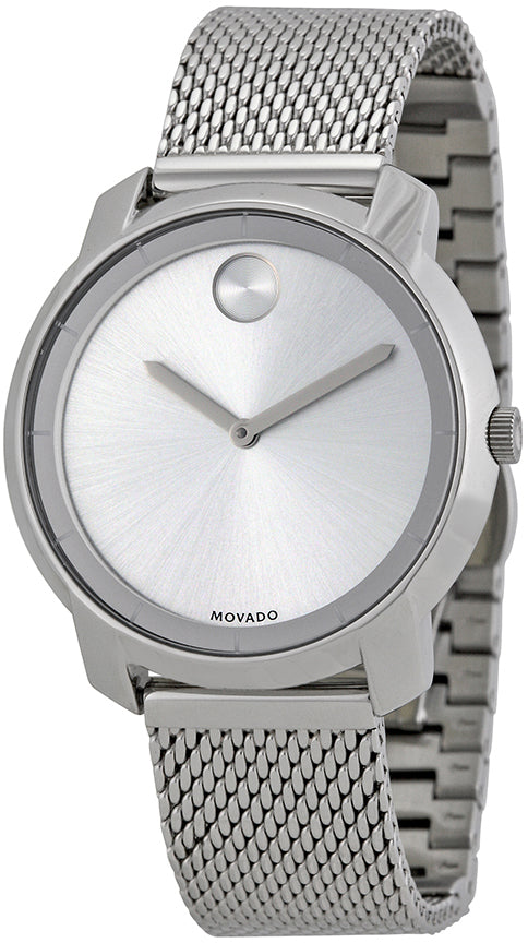  Shop Authentic Movado Bold Silver Dial Silver Mesh Bracelet Watch For Men - 3600260 - Luxxuri
