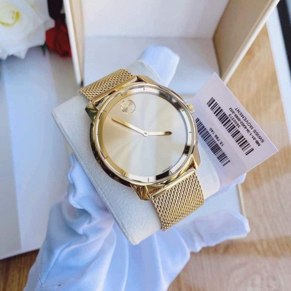 Shop Authentic Movado Bold Gold Dial Gold Mesh Bracelet Watch For Men - 3600373 - Luxxuri